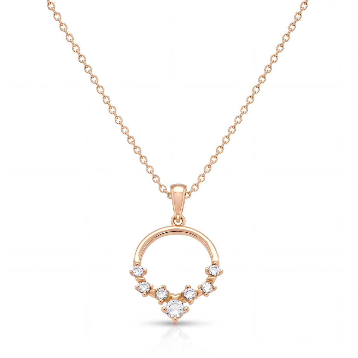 14K gold open circle necklace, product photo