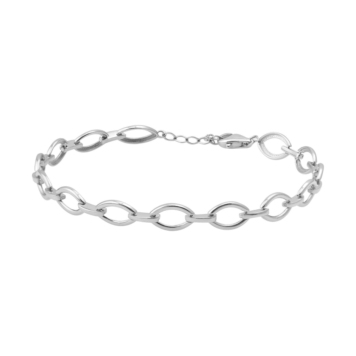 14K gold chain link bracelet with lobster clasp on white background