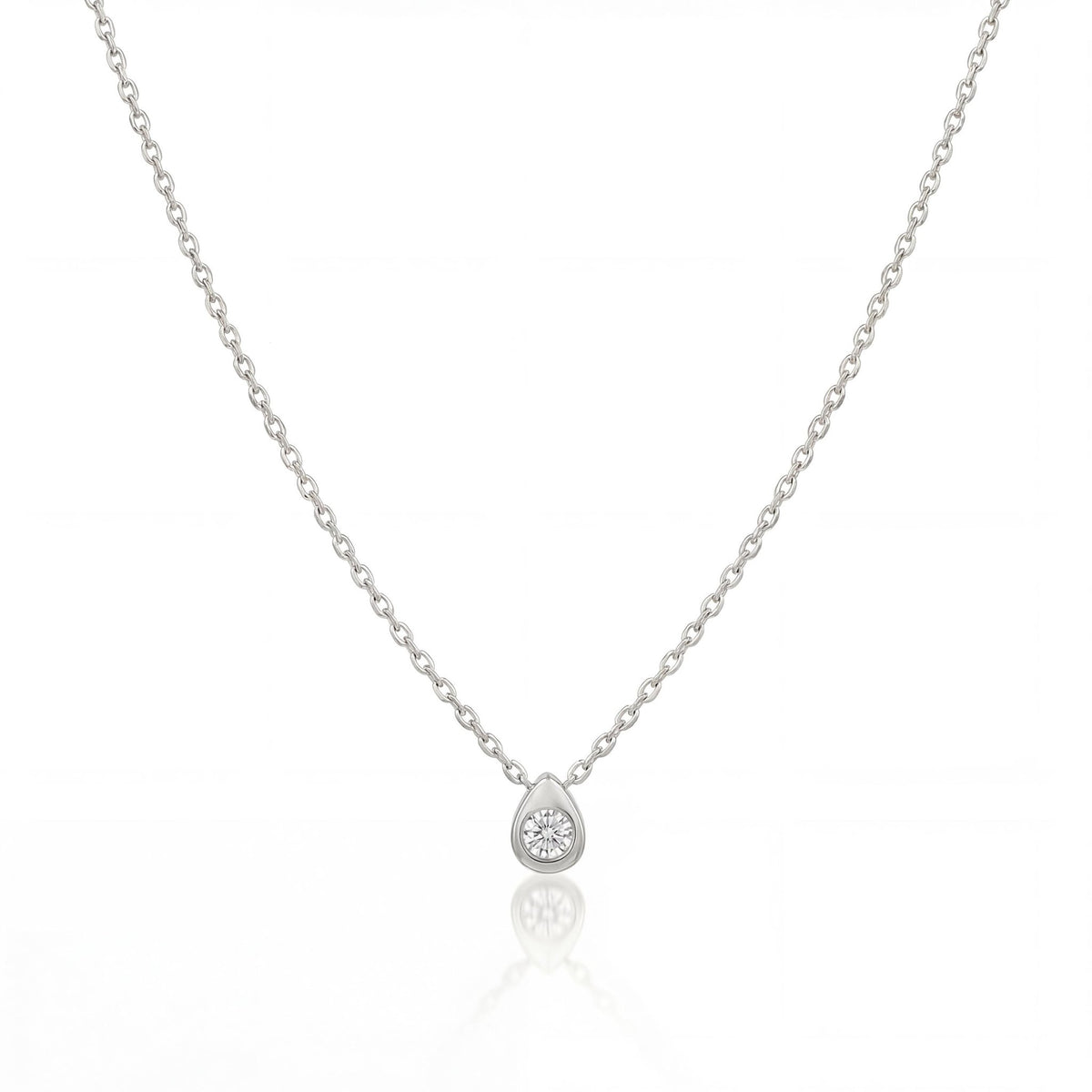 14K gold pear drop necklace, product photo