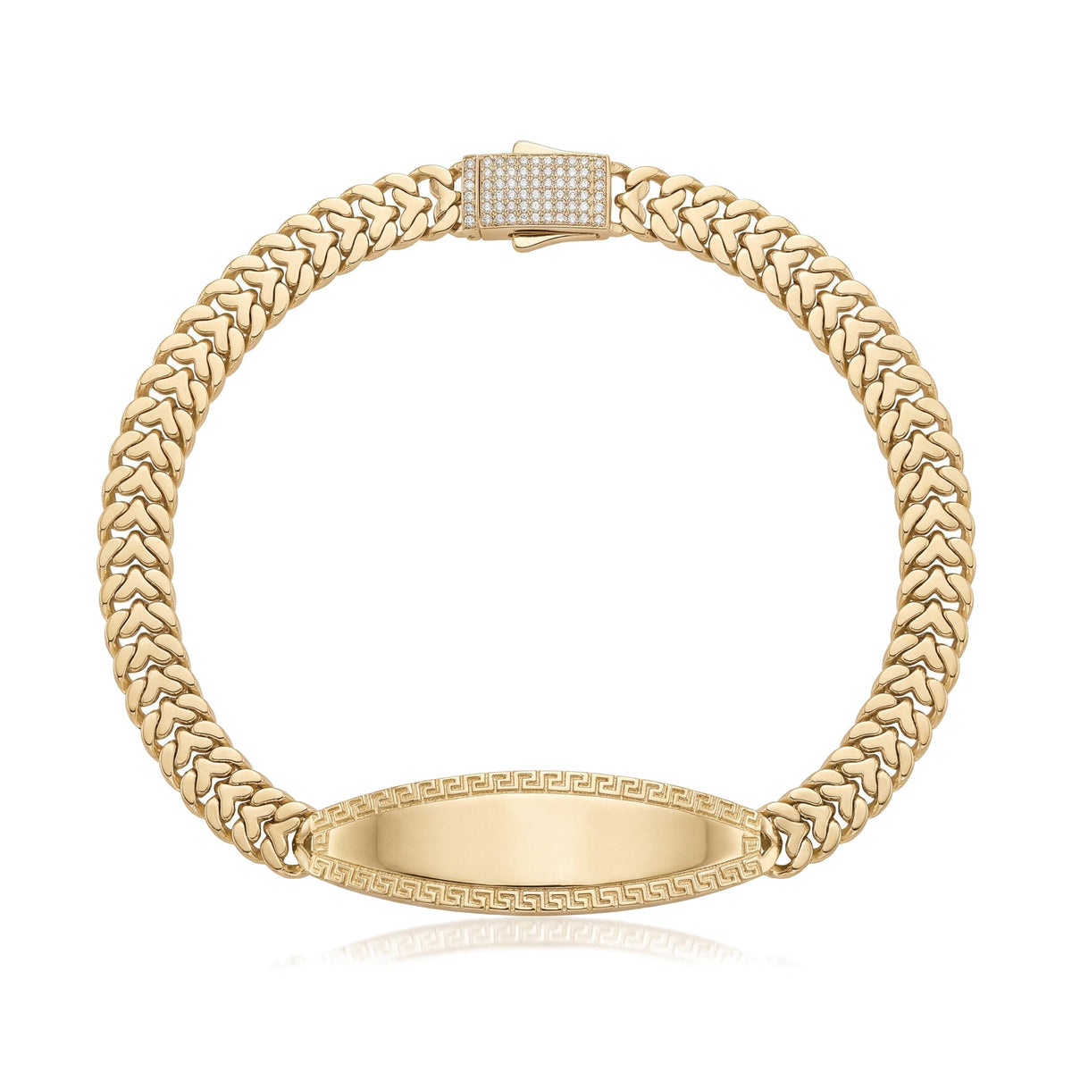 14K gold personalized id name plate bracelet, product photo