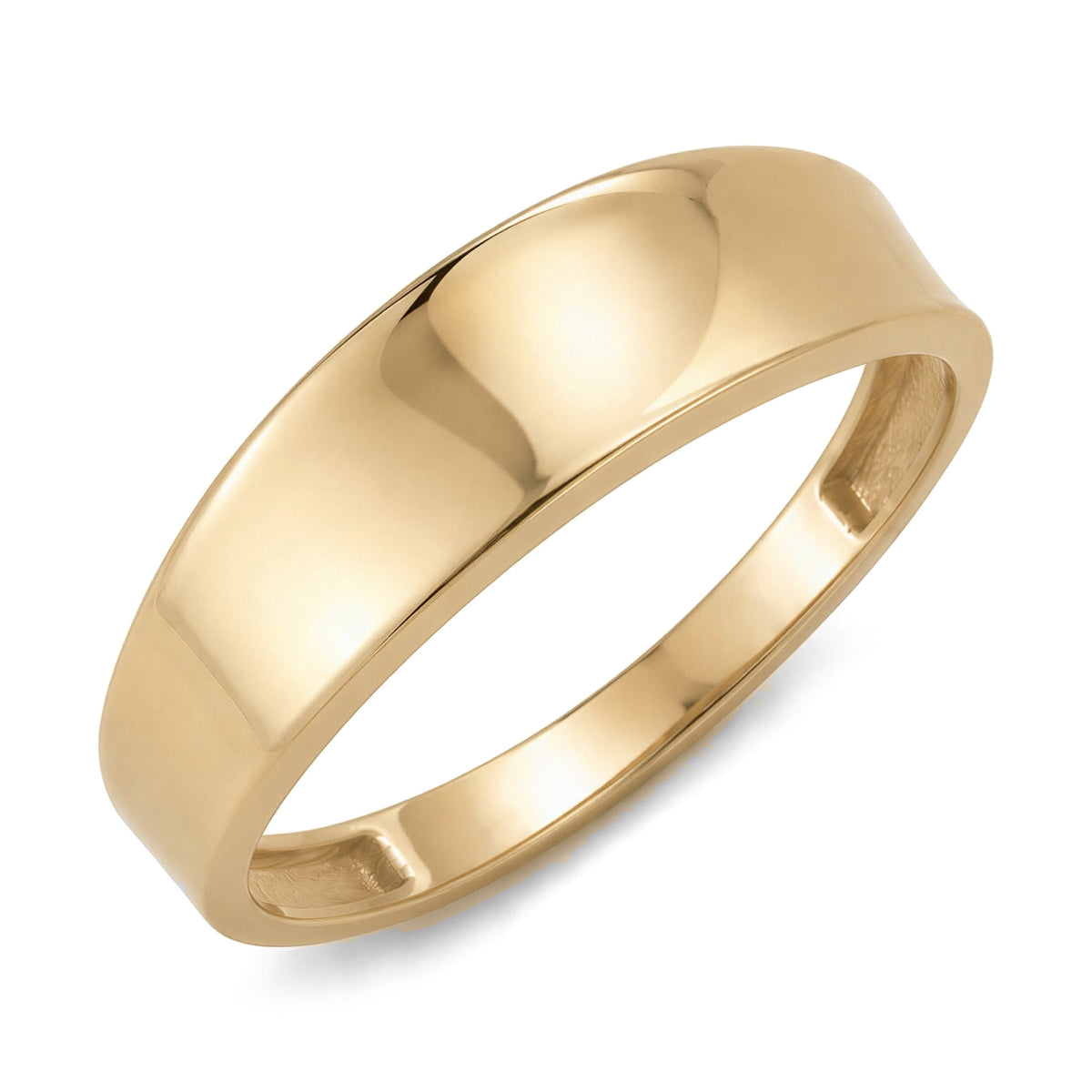 14K yellow gold plain band ring on white