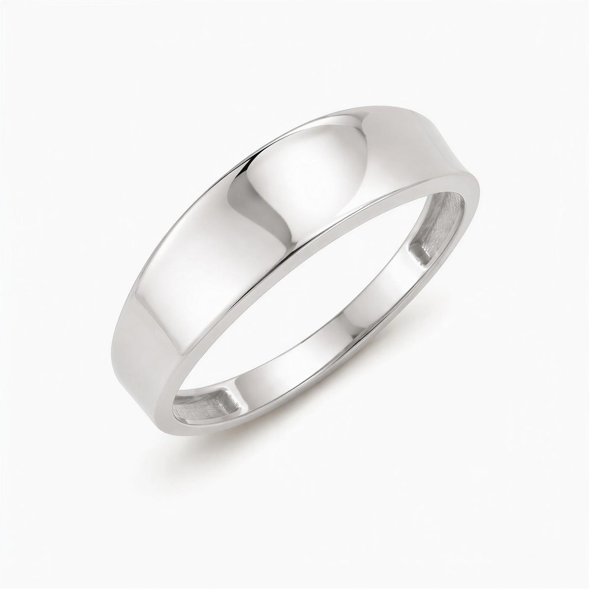 14K white gold plain band ring on white