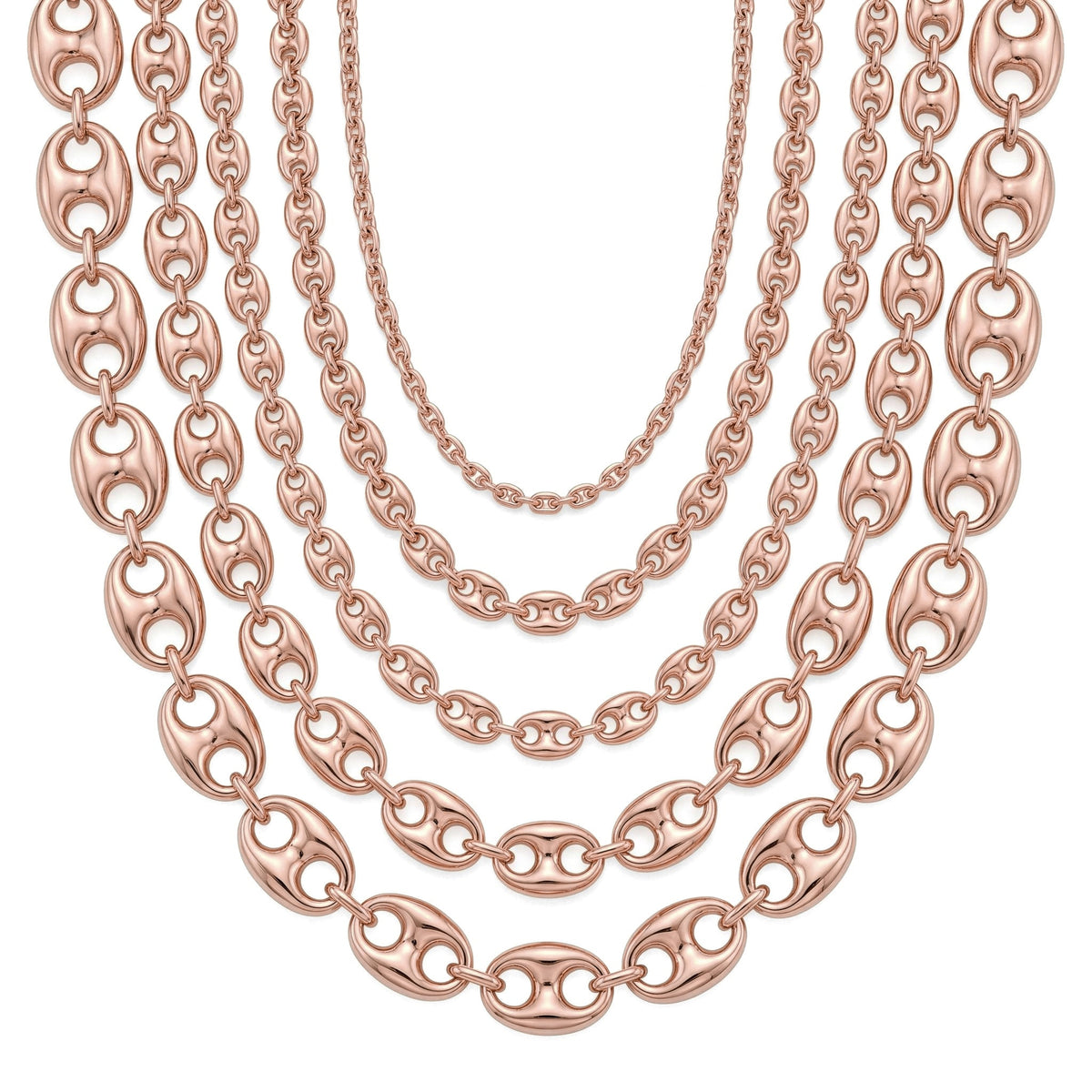 14K rose gold Puffed Mariner Chain Necklace