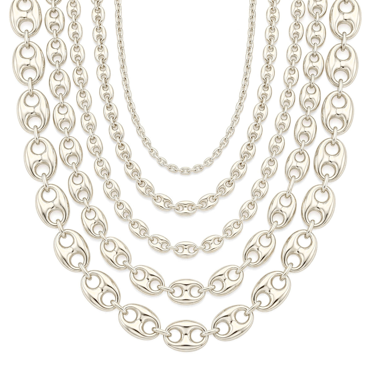 14K white gold Puffed Mariner Chain Necklace