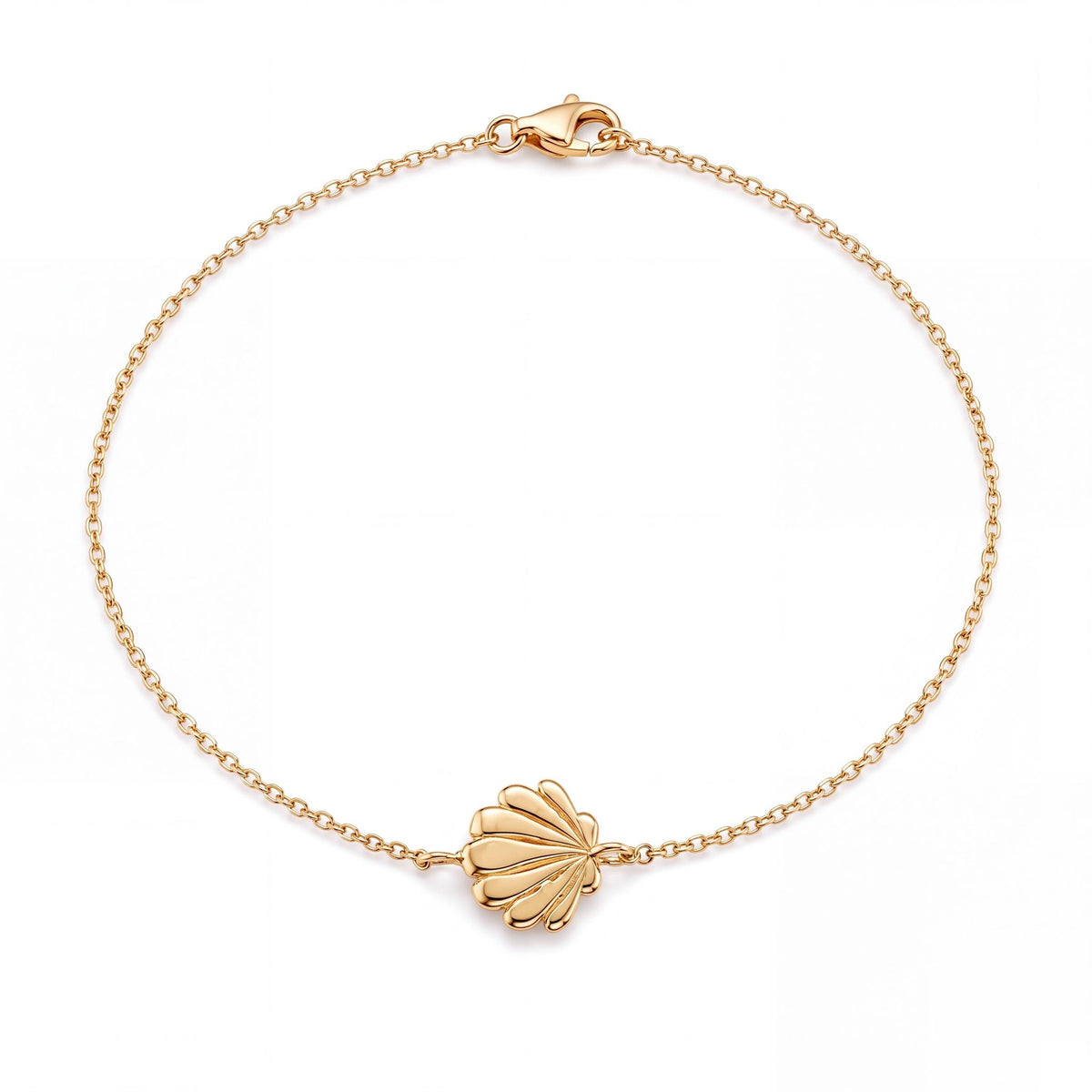 14K gold seashell bracelet, product photo