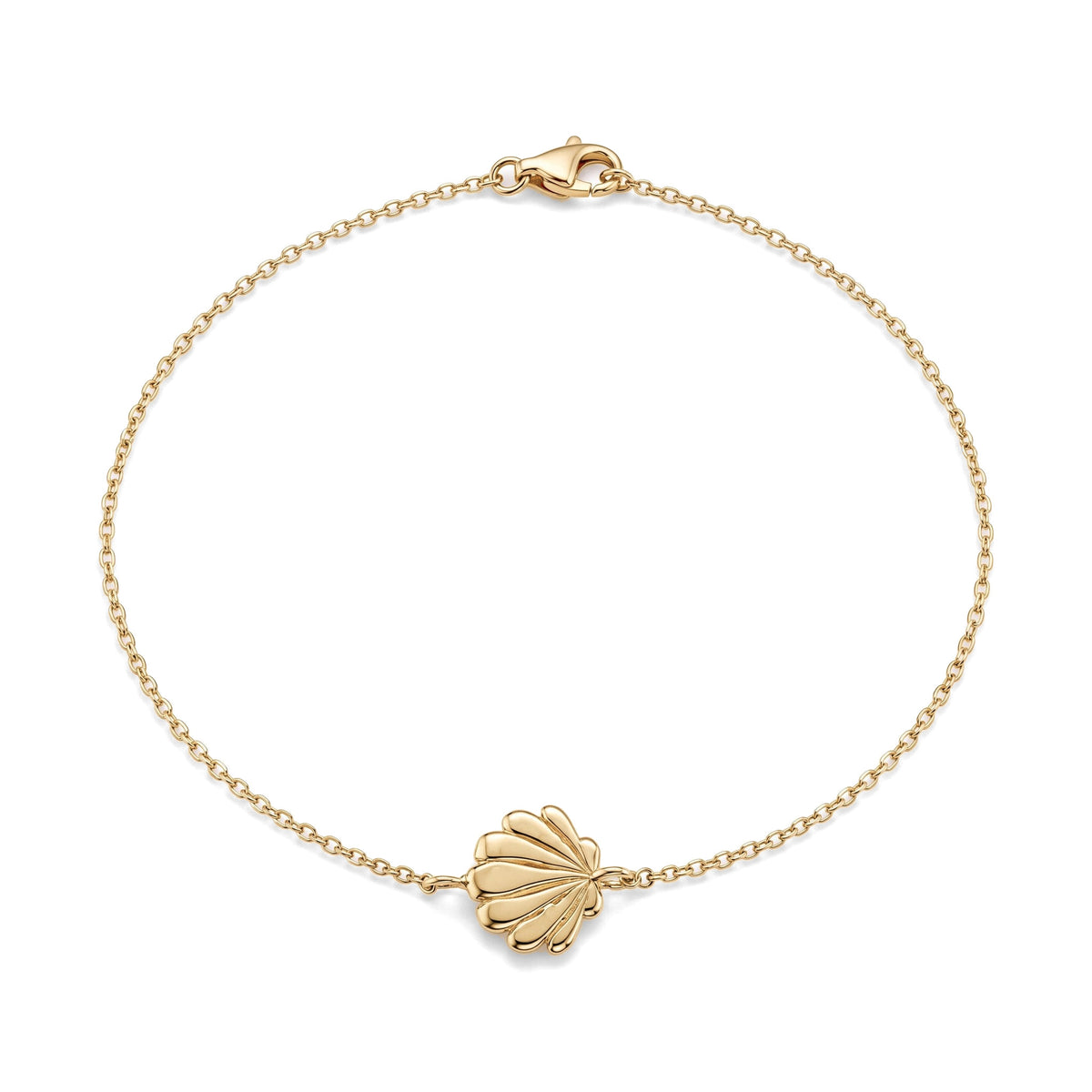 14K gold seashell bracelet, product photo
