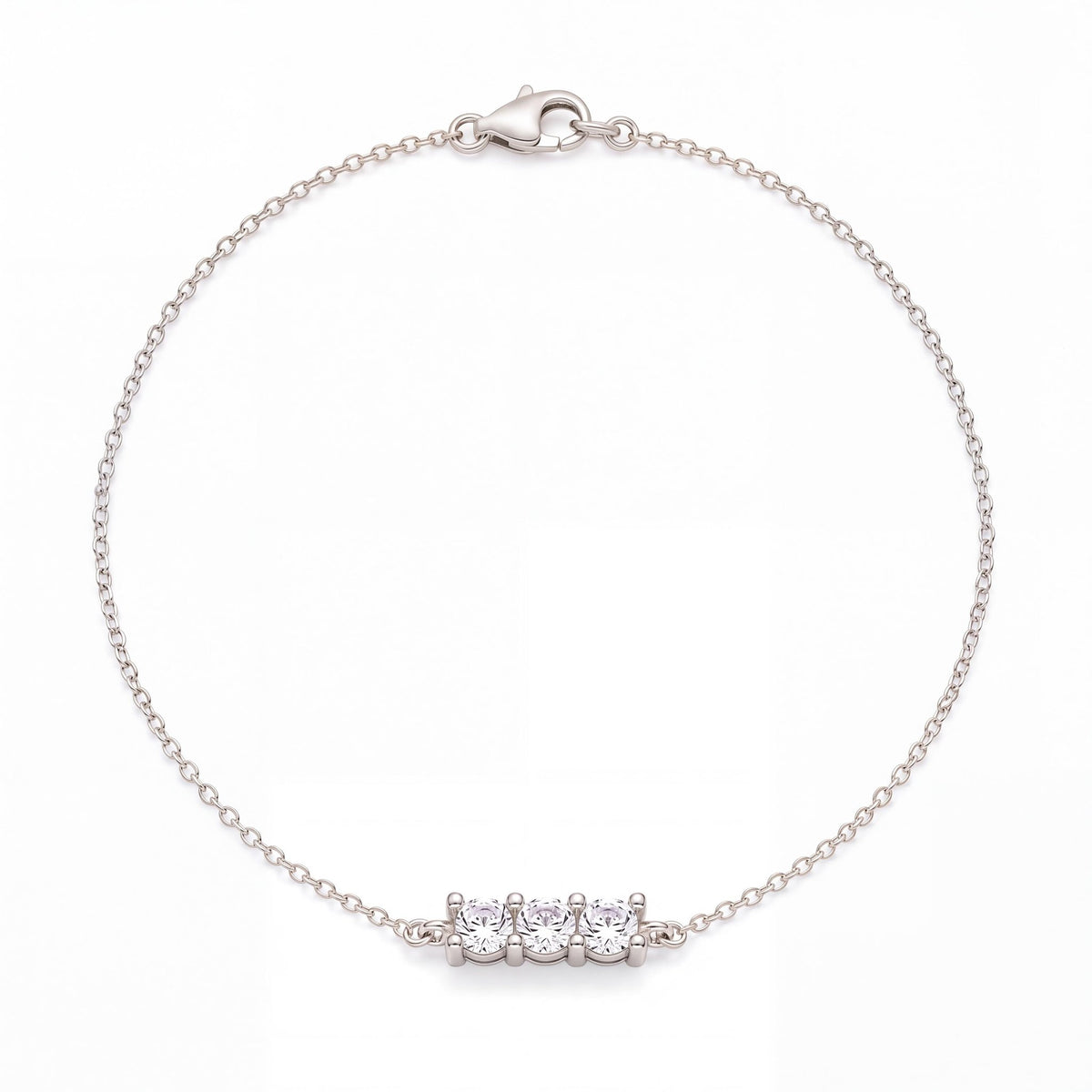 14K gold three stone bracelet, product photo