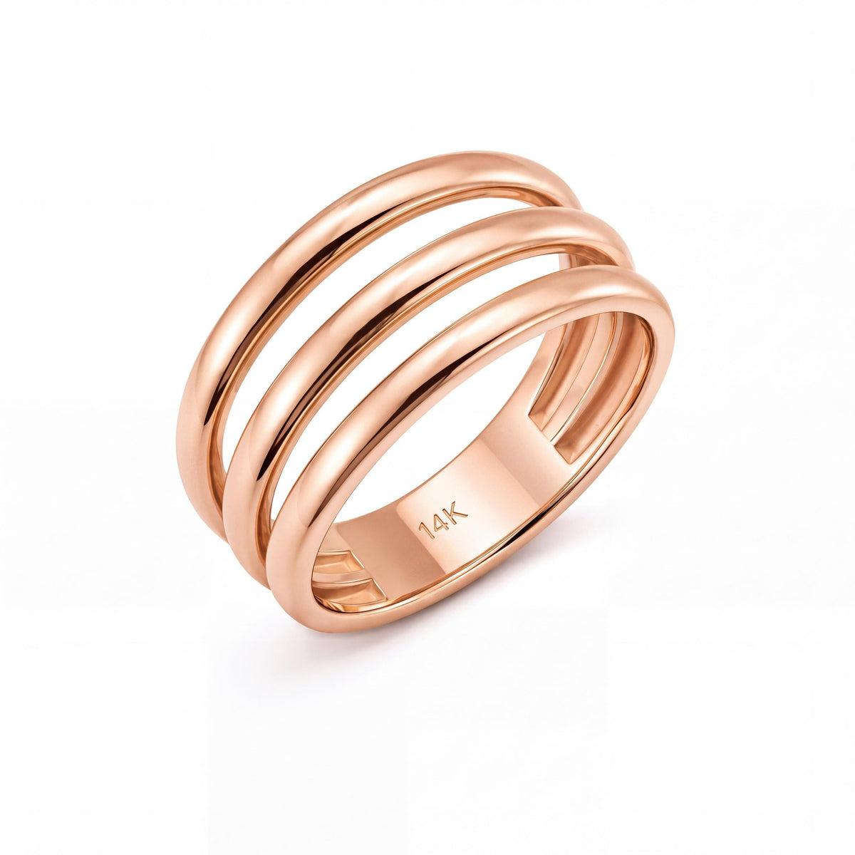 14K gold triple band ring, product photo
