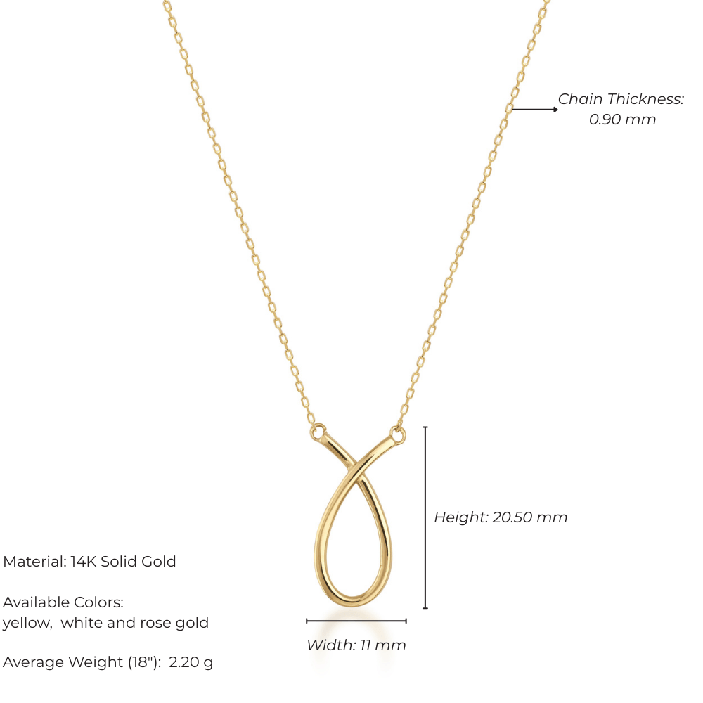 14K gold teardrop pendant necklace with fine chain, elegant minimalist jewelry