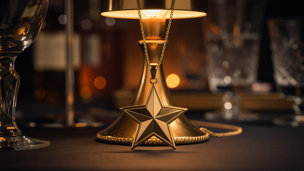 Gold six-pointed Star of David pendant on a chain