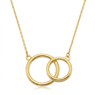 14K Gold Plated 925 Sterling Silver Interlocking Circle Necklace