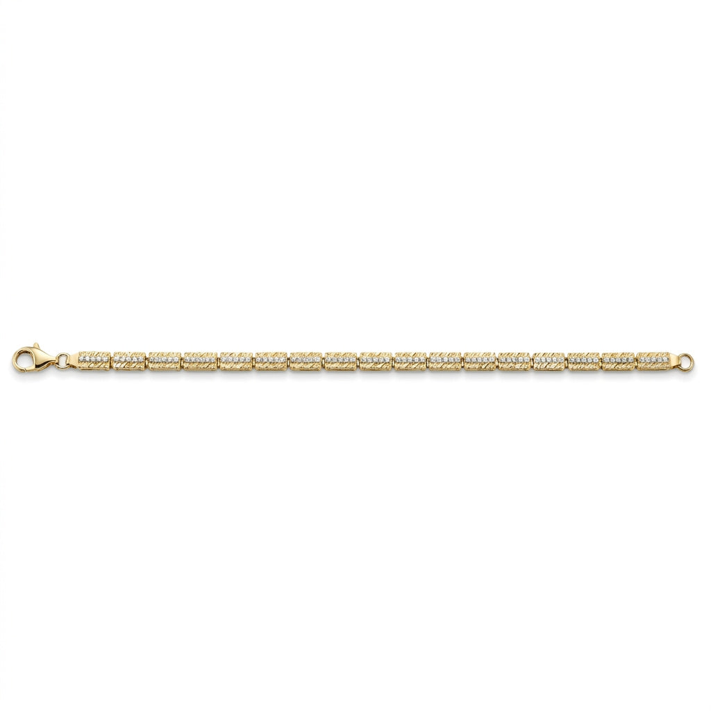 14K Gold Plated 925 Sterling Silver Baguette Tennis Bracelet