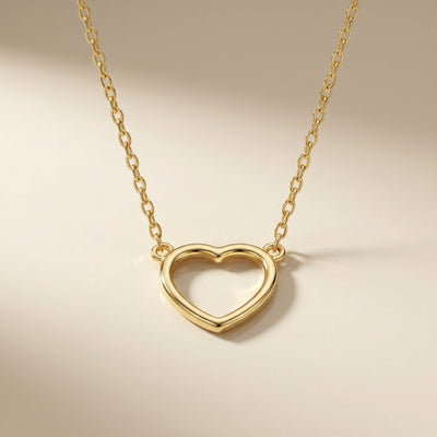 14K Gold Plated 925 Sterling Silver Open Heart Necklace