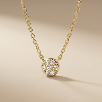 14K Gold Plated 925 Sterling Silver Round Cluster Necklace