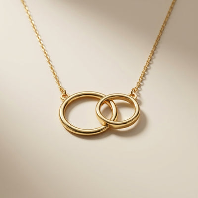 14K Gold Plated 925 Sterling Silver Interlocking Circle Necklace
