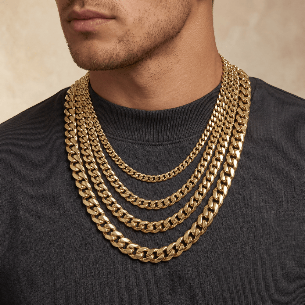 14K Solid Gold Cuban Curb Link Chain Necklace, Handmade Fine Jewelry Men & Women, Unisex