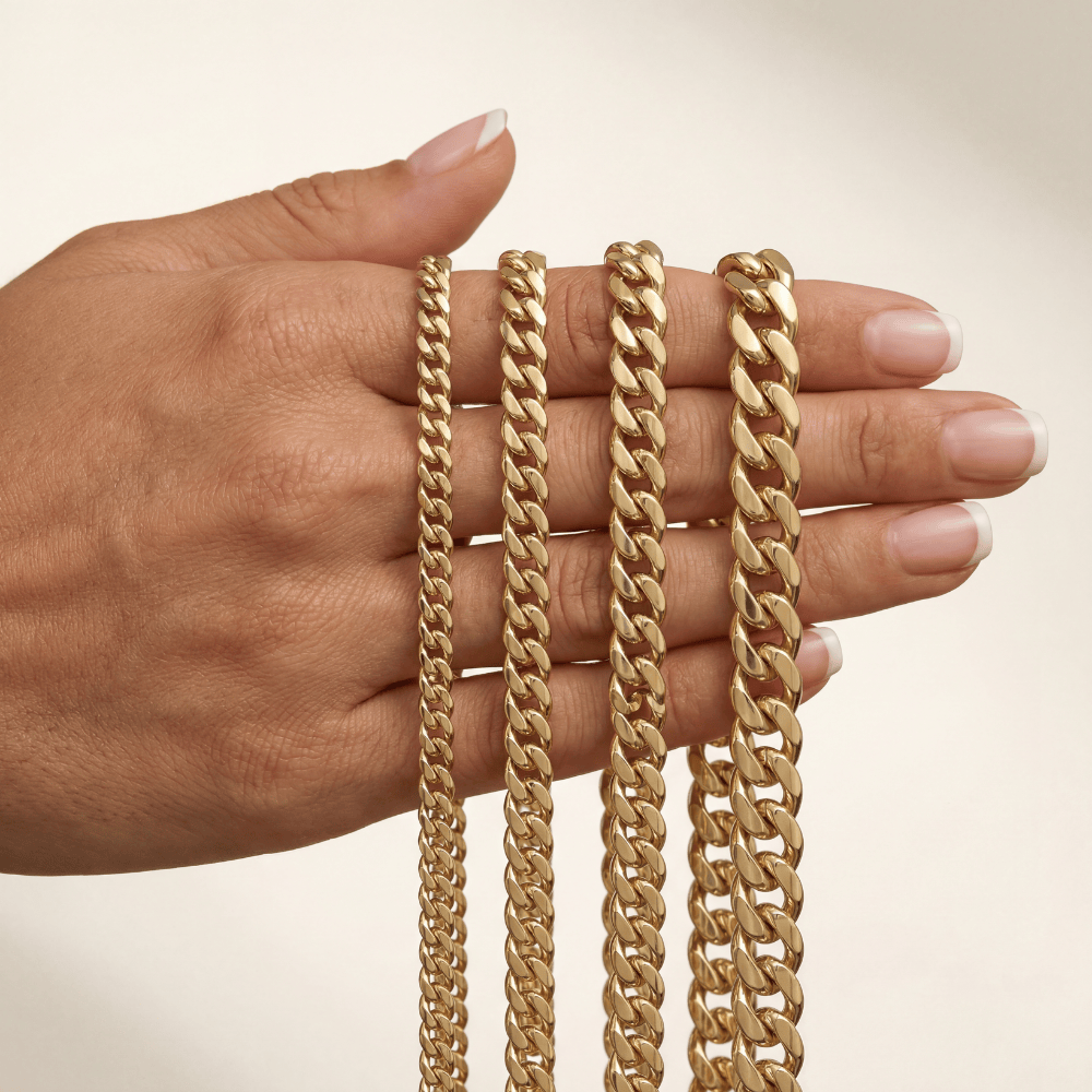 14K Solid Gold Cuban Curb Link Chain Necklace, Handmade Fine Jewelry Men & Women, Unisex