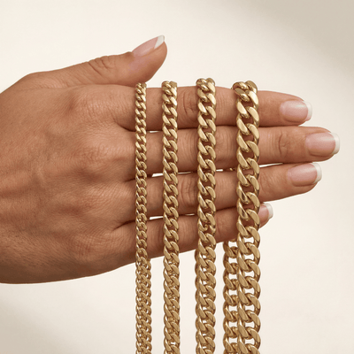 14K Solid Gold Cuban Curb Link Chain Necklace, Handmade Fine Jewelry Men & Women, Unisex