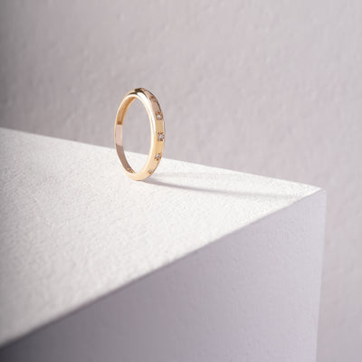 14K Solid Gold Minimal Zirconia Band Ring – Elegant Daily Wear Ring, Stackable Design or Stylish Wedding Band