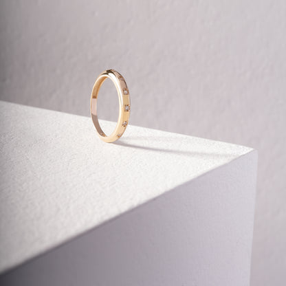 14K Solid Gold Minimal Zirconia Band Ring – Elegant Daily Wear Ring, Stackable Design or Stylish Wedding Band