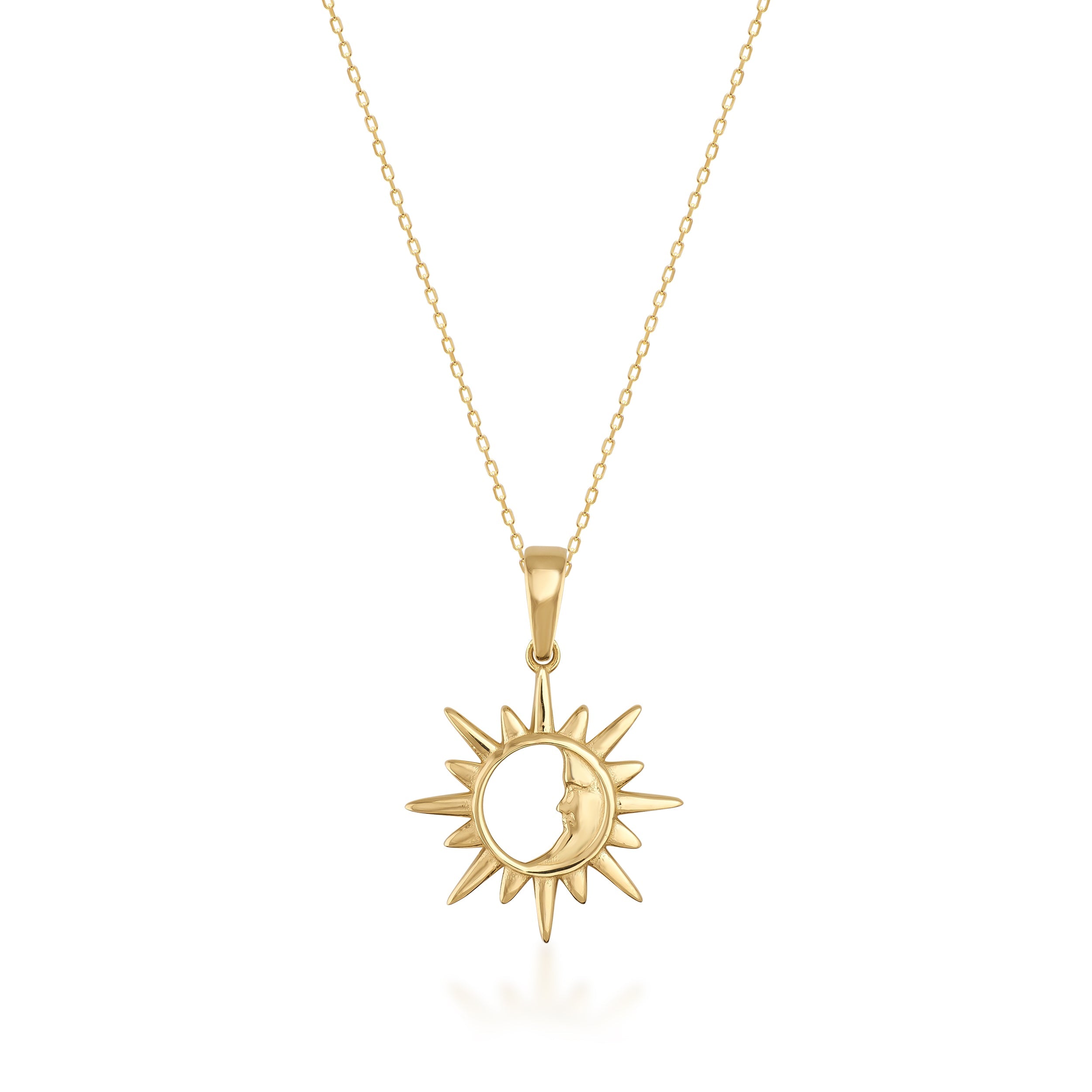 14k gold sun necklace