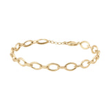 Elegant 14K gold chain link bracelet with lobster clasp on white background