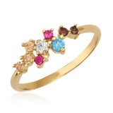 14K gold ring with multicolored cubic zirconia in cluster design, fine jewelry product photo