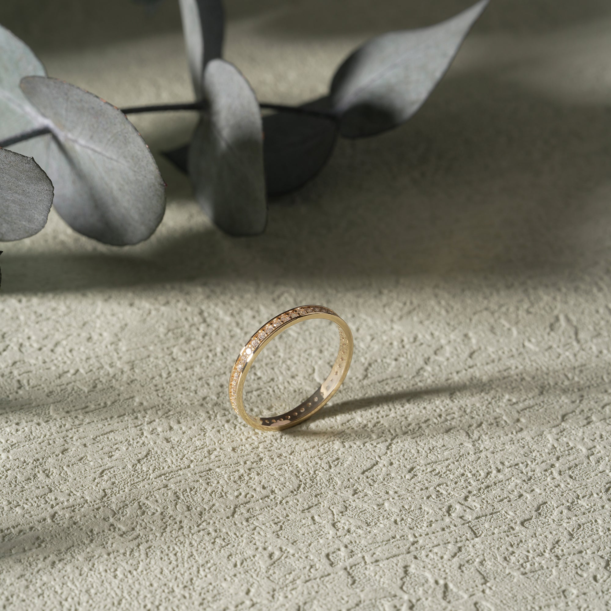 14K Solid Gold Full Eternity Ring – Classic Round Zirconia Band – Gift for Her