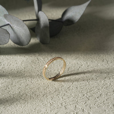 14K Solid Gold Full Eternity Ring – Classic Round Zirconia Band – Gift for Her