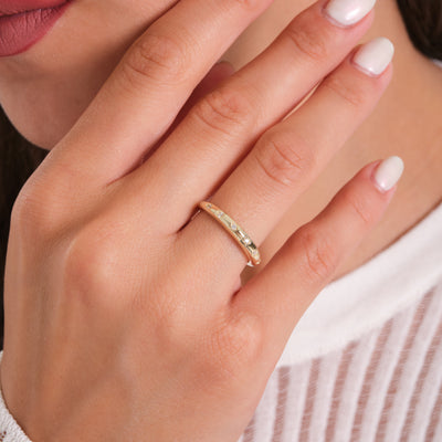 14K Solid Gold Minimal Zirconia Band Ring – Elegant Daily Wear Ring, Stackable Design or Stylish Wedding Band