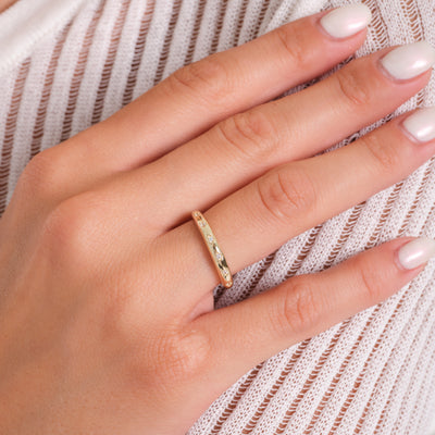14K Solid Gold Minimal Zirconia Band Ring – Elegant Daily Wear Ring, Stackable Design or Stylish Wedding Band