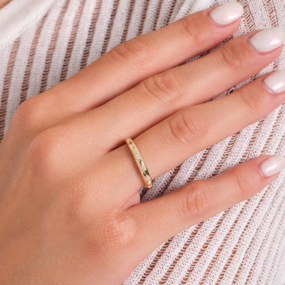 14K Solid Gold Minimal Zirconia Band Ring – Elegant Daily Wear Ring, Stackable Design or Stylish Wedding Band