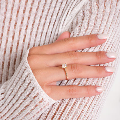 14K Solid Gold Classic Solitaire Engagement Ring –  Round Zirconia Ring for Proposal, Wedding & Everyday Elegance