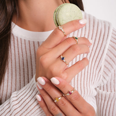 14K Solid Gold Pear-Cut Ruby Vintage Ring with Side Zircon Accents – Lab-Created Gemstone Ring, Engagement, Statement & Stackable Jewelry