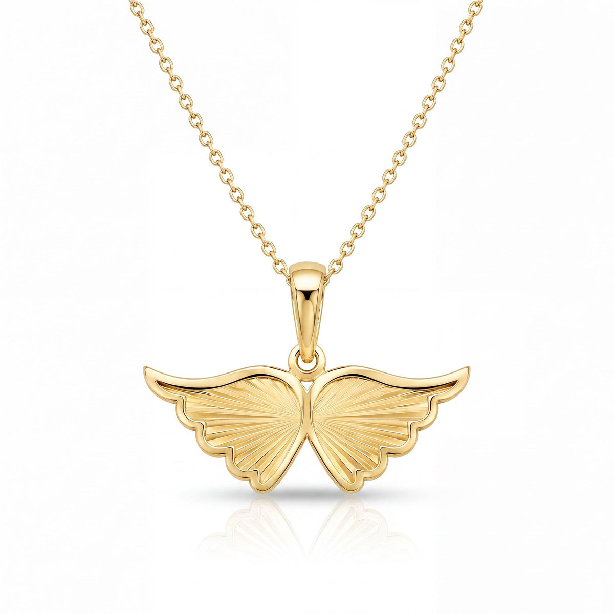 14K gold angel wing necklace, product photo