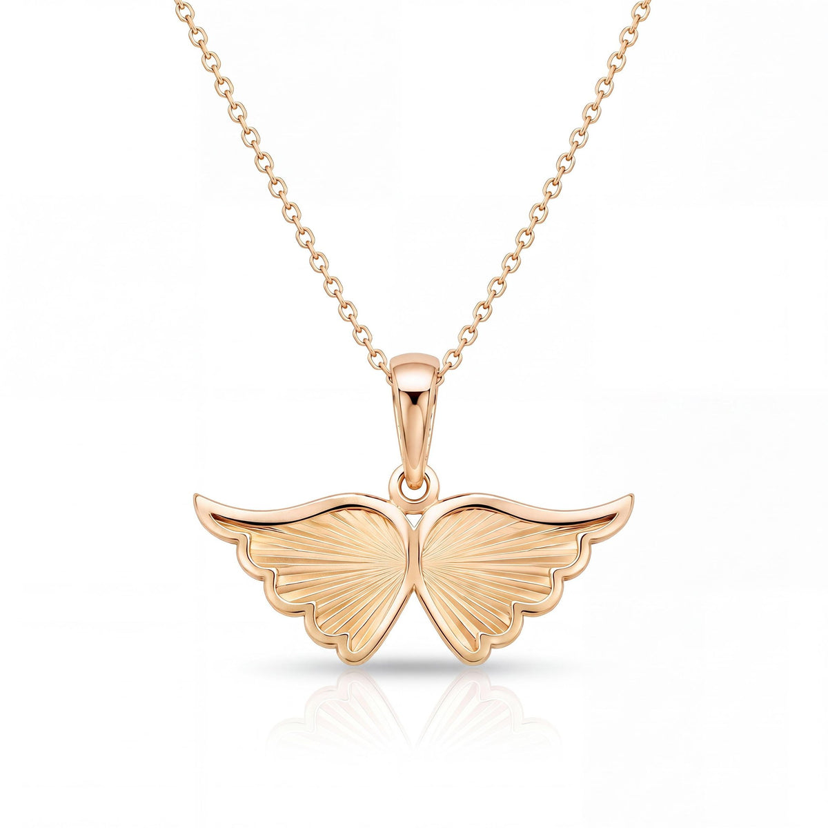 14K gold angel wing necklace, product photo