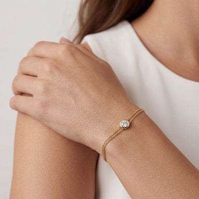 14K gold bezel bracelet, styled view