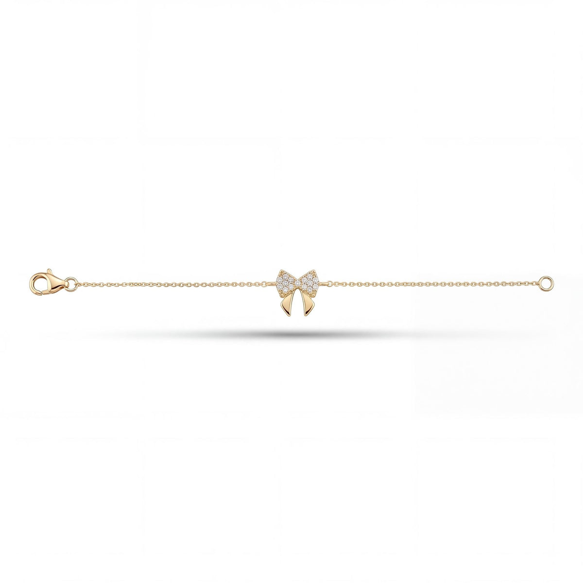 14K gold bow bracelet, product photo
