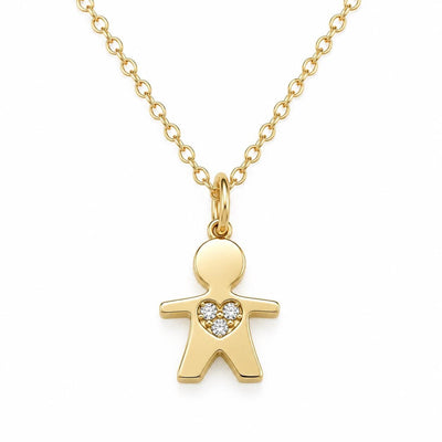 14K gold boy pendant necklace, product photo