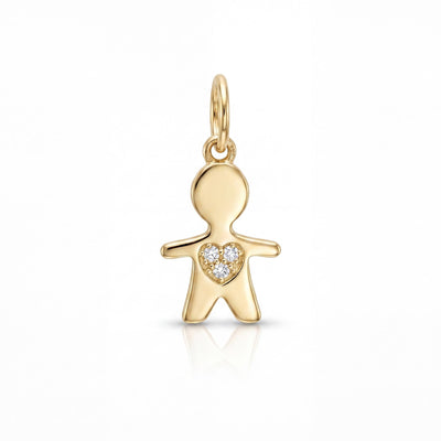 14K gold boy pendant necklace, product photo