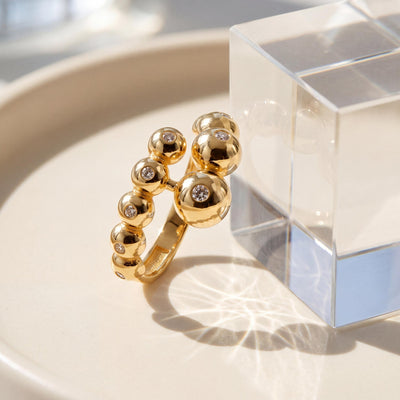 14K gold bubble ring, styled view