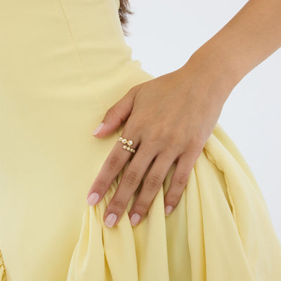 14K gold bubble ring, styled view