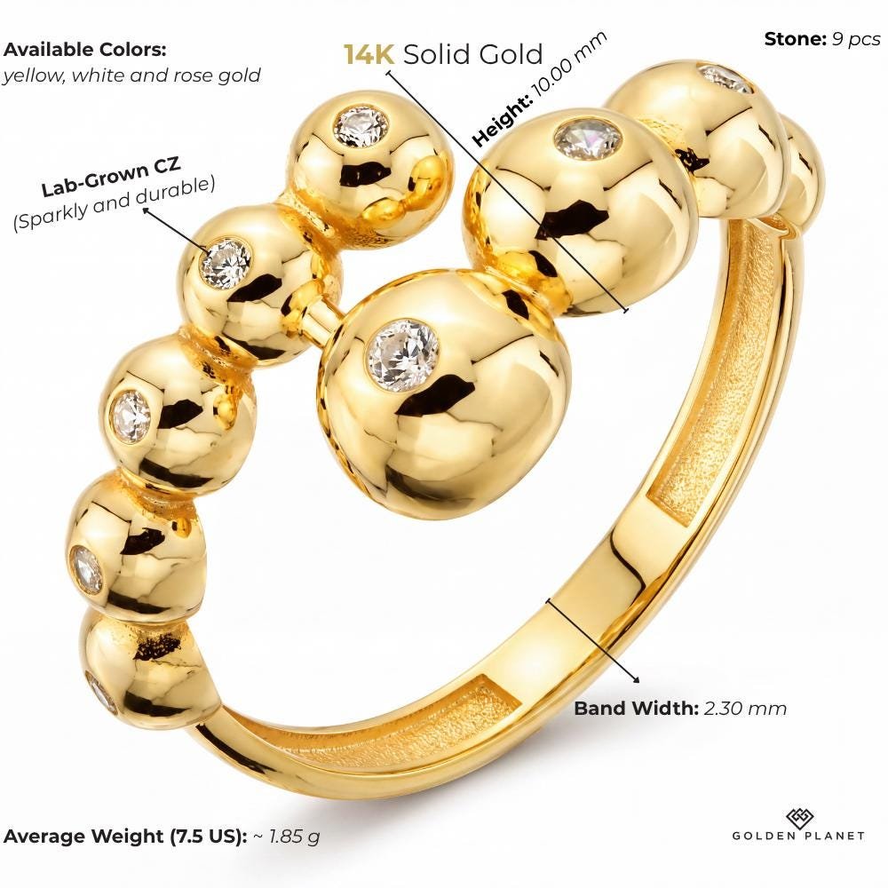 14K gold bubble size and weight guide, size and weight guide