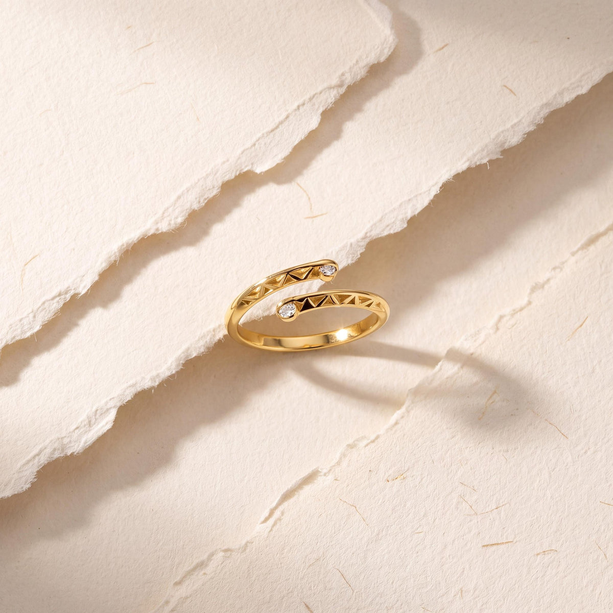 14K gold bypass ring, styled view