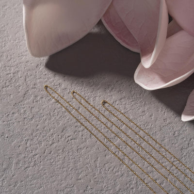 14K gold cable chain extender chain necklace, styled view