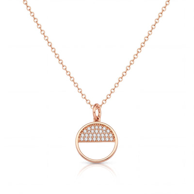 14K gold circle necklace, product photo
