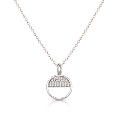 14K gold circle necklace, product photo