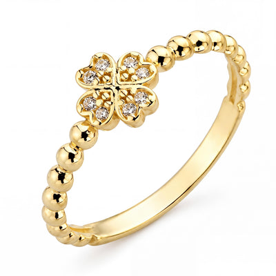 14K gold clover ring, product photo