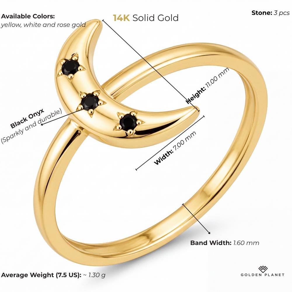 14K gold crescent moon size and weight guide