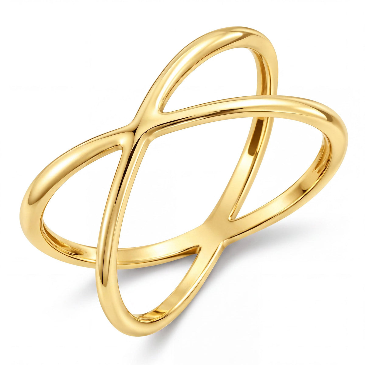 14K gold criss cross ring, product photo